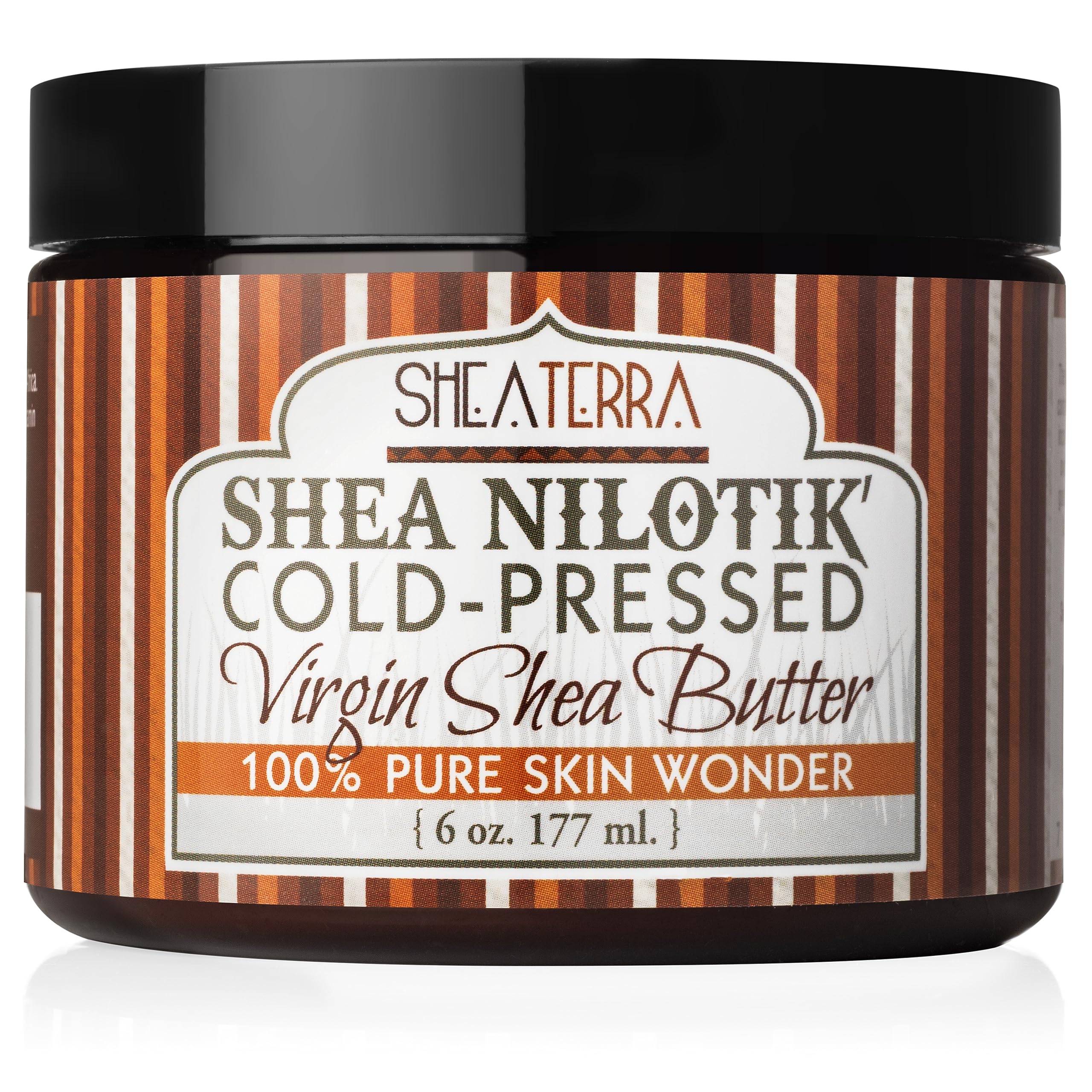 Shea Terra Organics 100% Organic Cold-Pressed Virgin Shea Butter | Natural Anti-Aging Daily Skin Nails & Hair Cream to Soften Dry Patchy Skin & Cuticles Reduce Wrinkles & Condition Hair – 6 oz